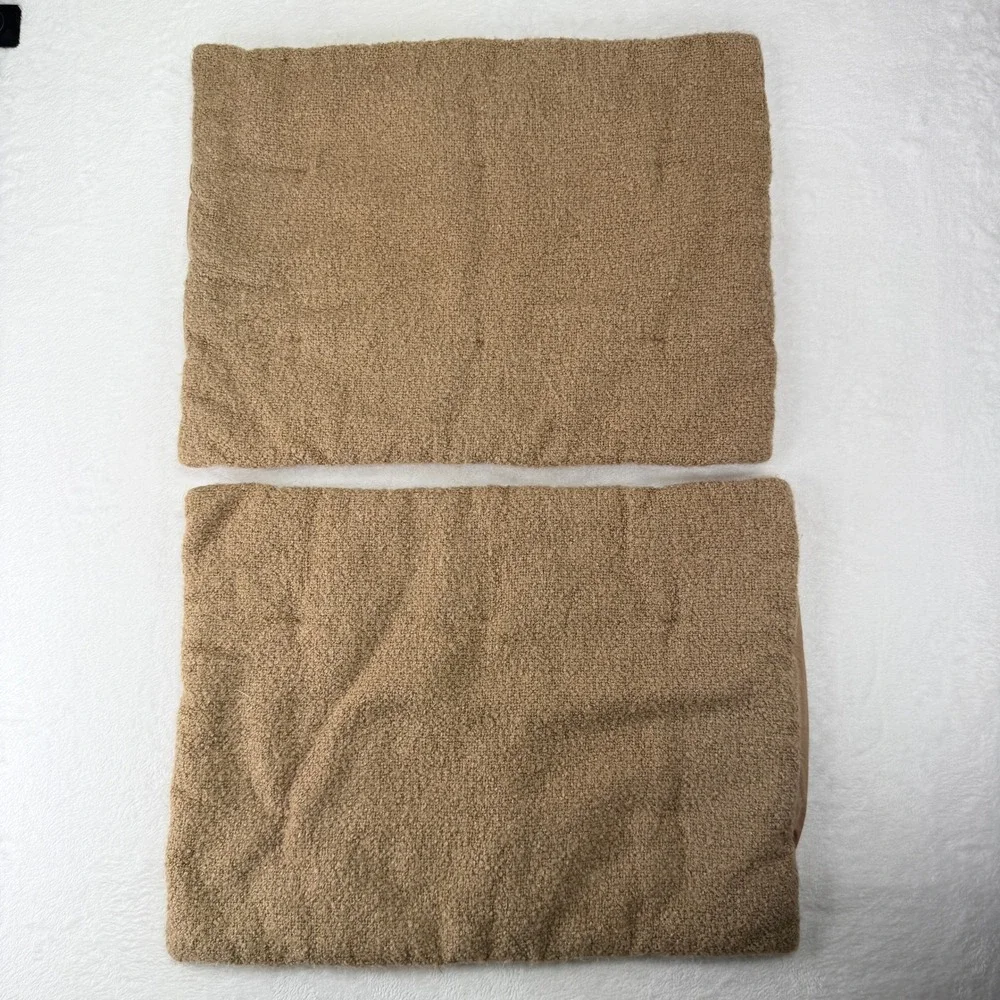 West Elm Cozy Boucle Standard Pillow Shams Set of 2 Wool Blend Camel Brown 20x26